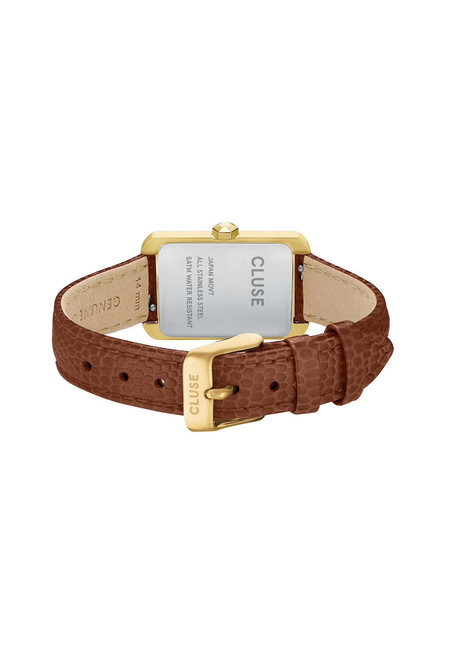 Montre Belisenna en cuir couleur noix, couleur or