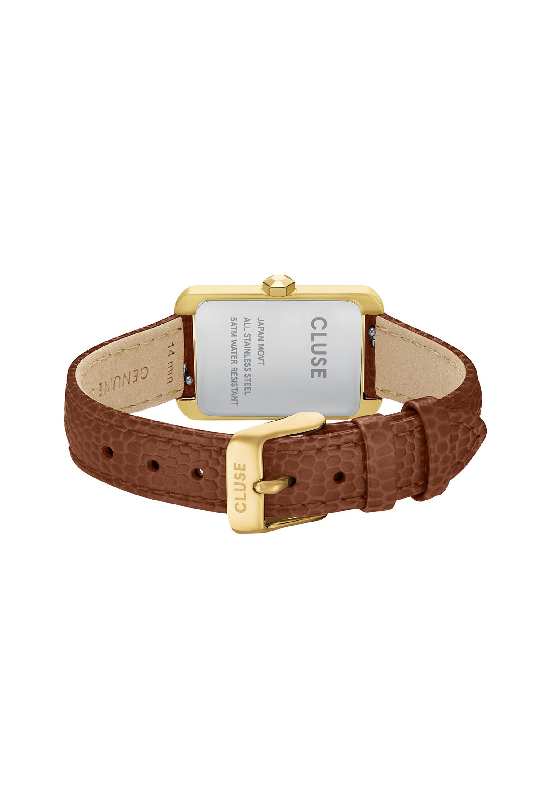 Montre Belisenna en cuir couleur noix, couleur or