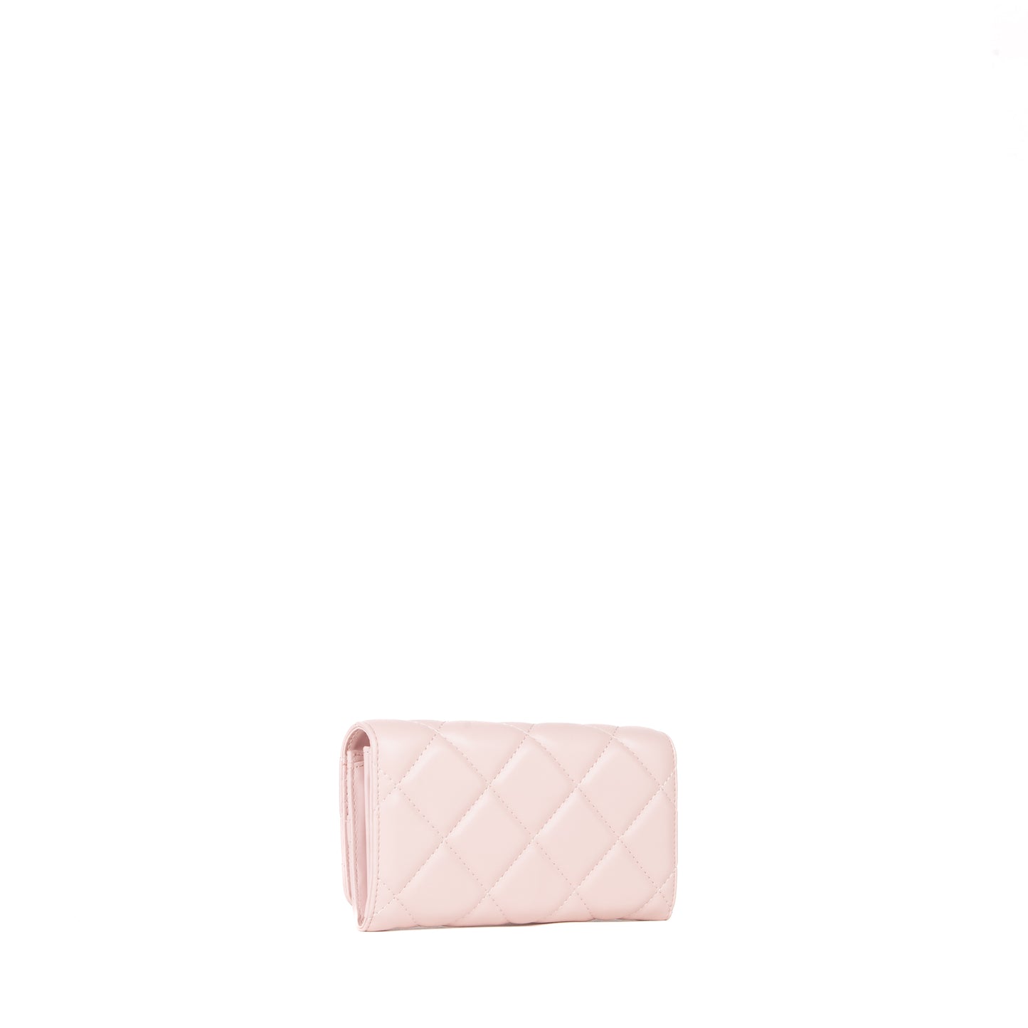 Portefeuille femme rose matelassé fermeture rabat