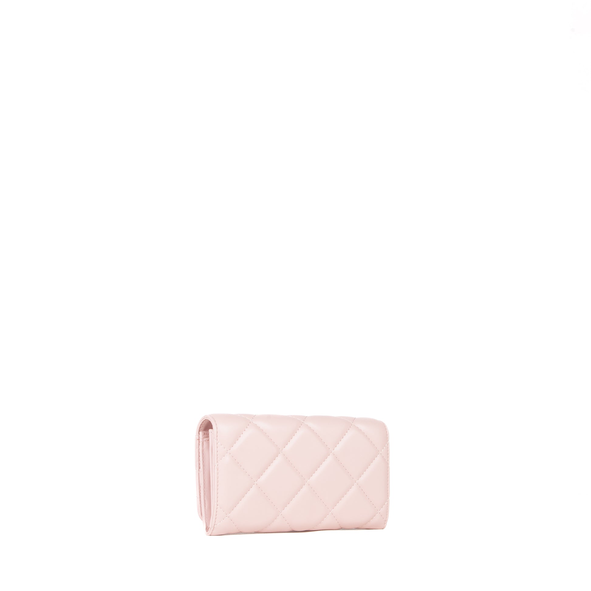 Portefeuille femme rose matelassé fermeture rabat