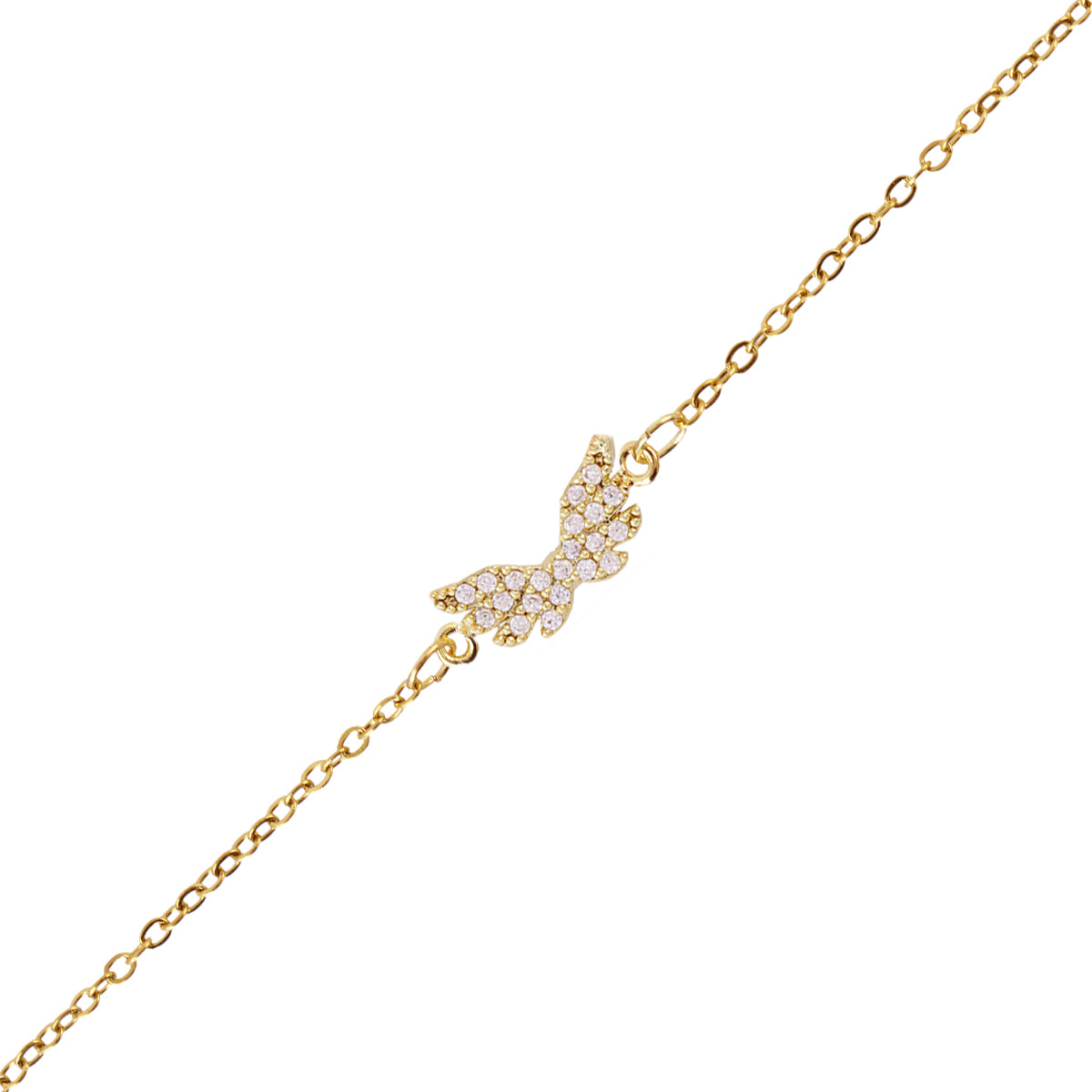 Bracelet femme acier doré motif ange aile zirconia