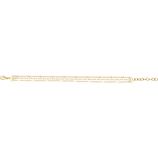 Bracelet femme acier doré triple chaîne 18+3 cm