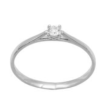 BAGUE OR BLANC 9 CARATS - DIAMANT 0.108 CT
