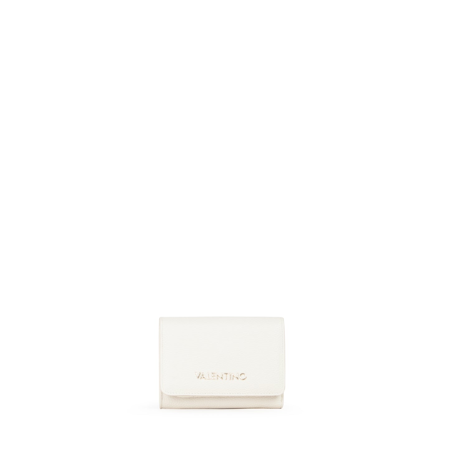 Portefeuille femme écru compact fermeture rabat doré