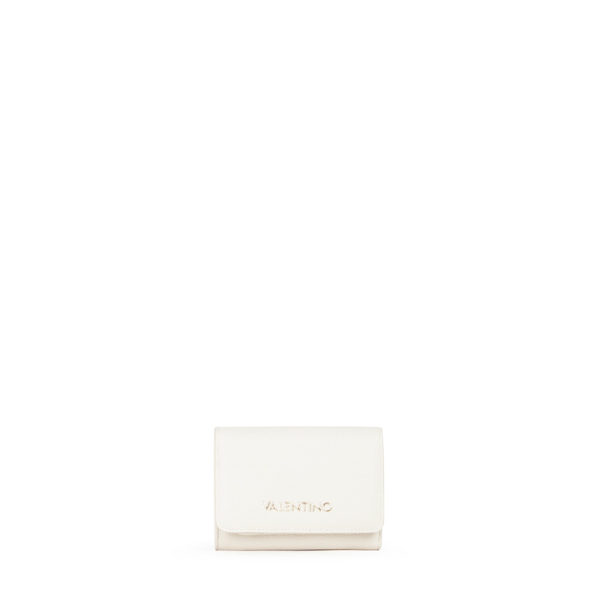Portefeuille femme écru compact fermeture rabat doré
