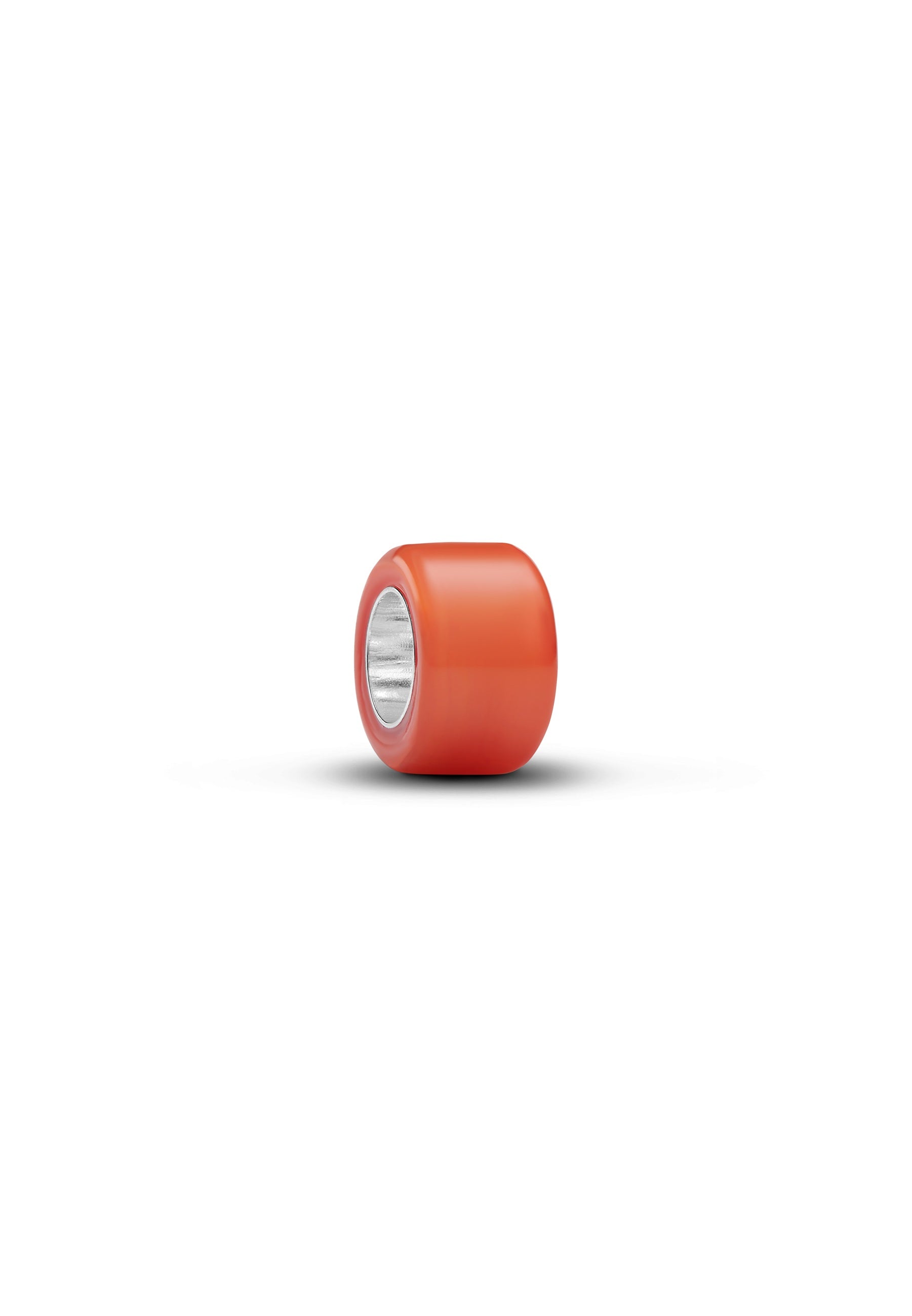 Charm argent 925 émail orange corail rond