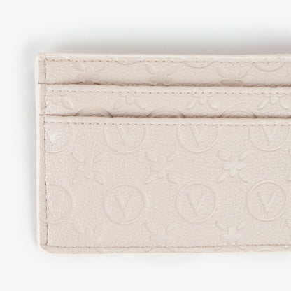 Porte-cartes femme cuir écru embossé monogramme
