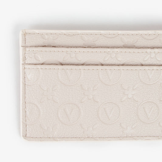 Porte-cartes femme cuir écru embossé monogramme