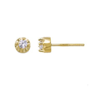 Clou d'oreille femme or jaune 9 carats zirkonia