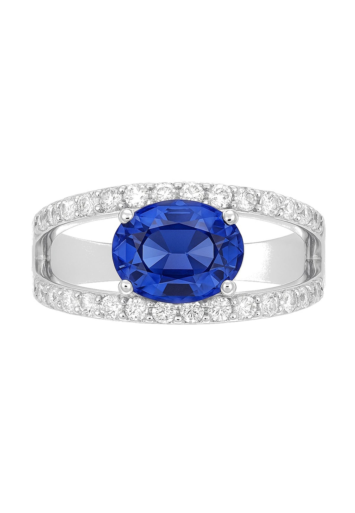BAGUE ARGENT - ZIRCONIA  - SAPHIR SYNTHETIQUE