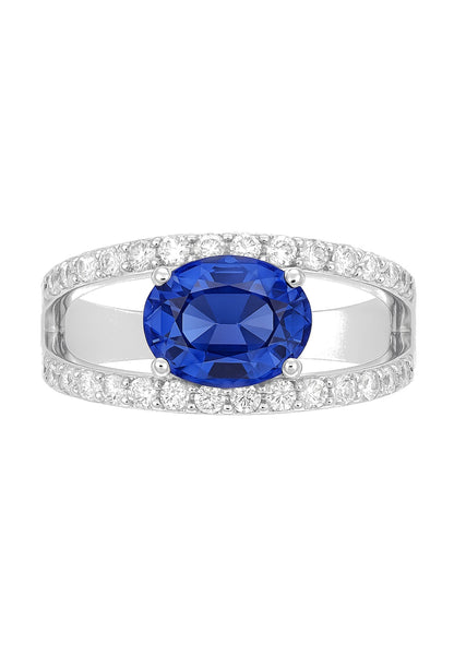 BAGUE ARGENT - ZIRCONIA  - SAPHIR SYNTHETIQUE