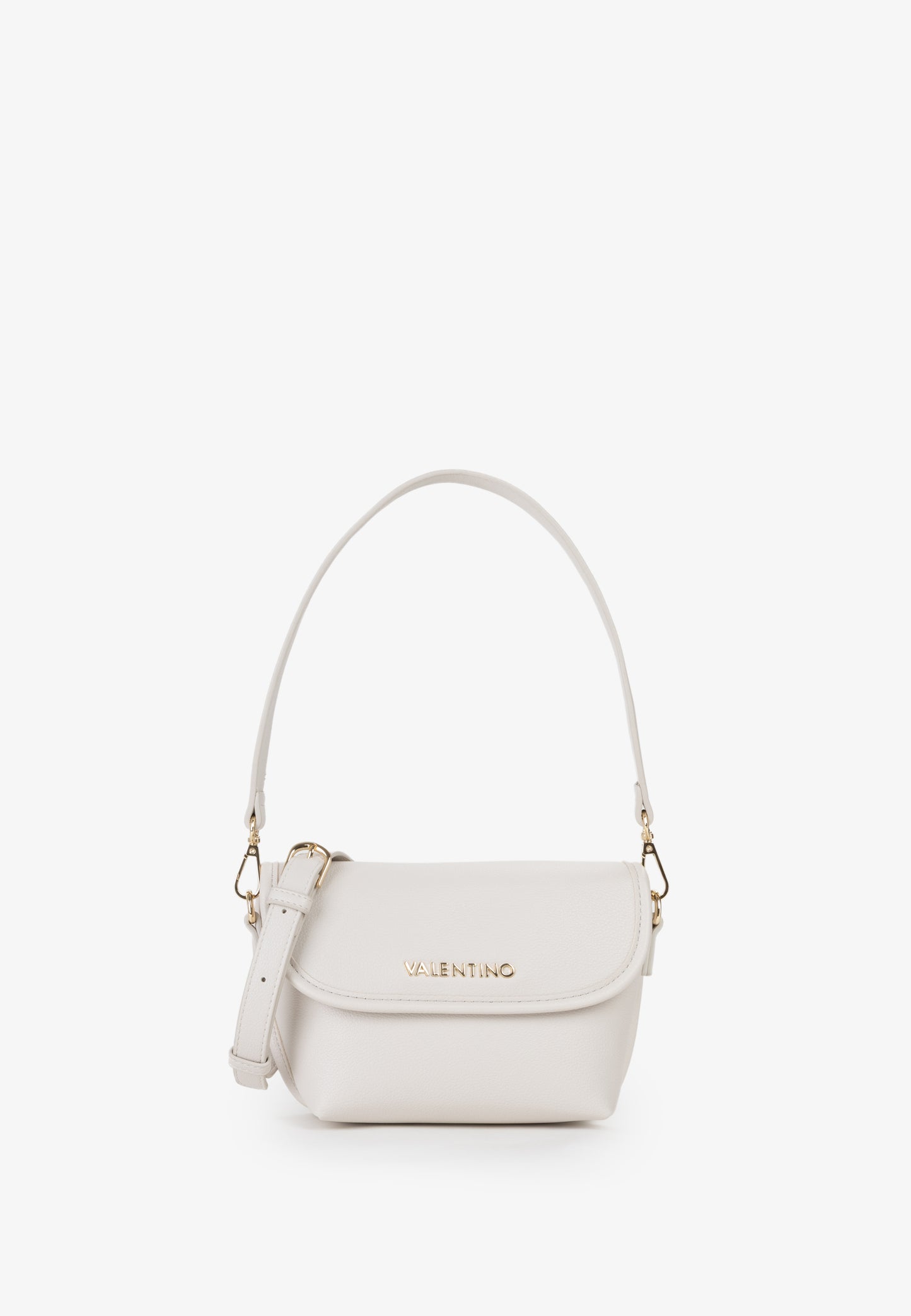 Sac bandoulière femme écru simili cuir flap doré