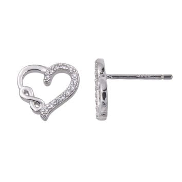 Clous d'oreilles femme argent 925 cœur infini zirconia
