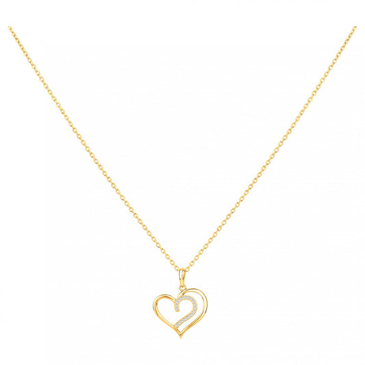 Collier femme plaqué or jaune pendentif cœur zirconia