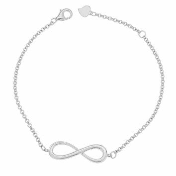 Bracelet femme argent rhodié motif infini 17 cm
