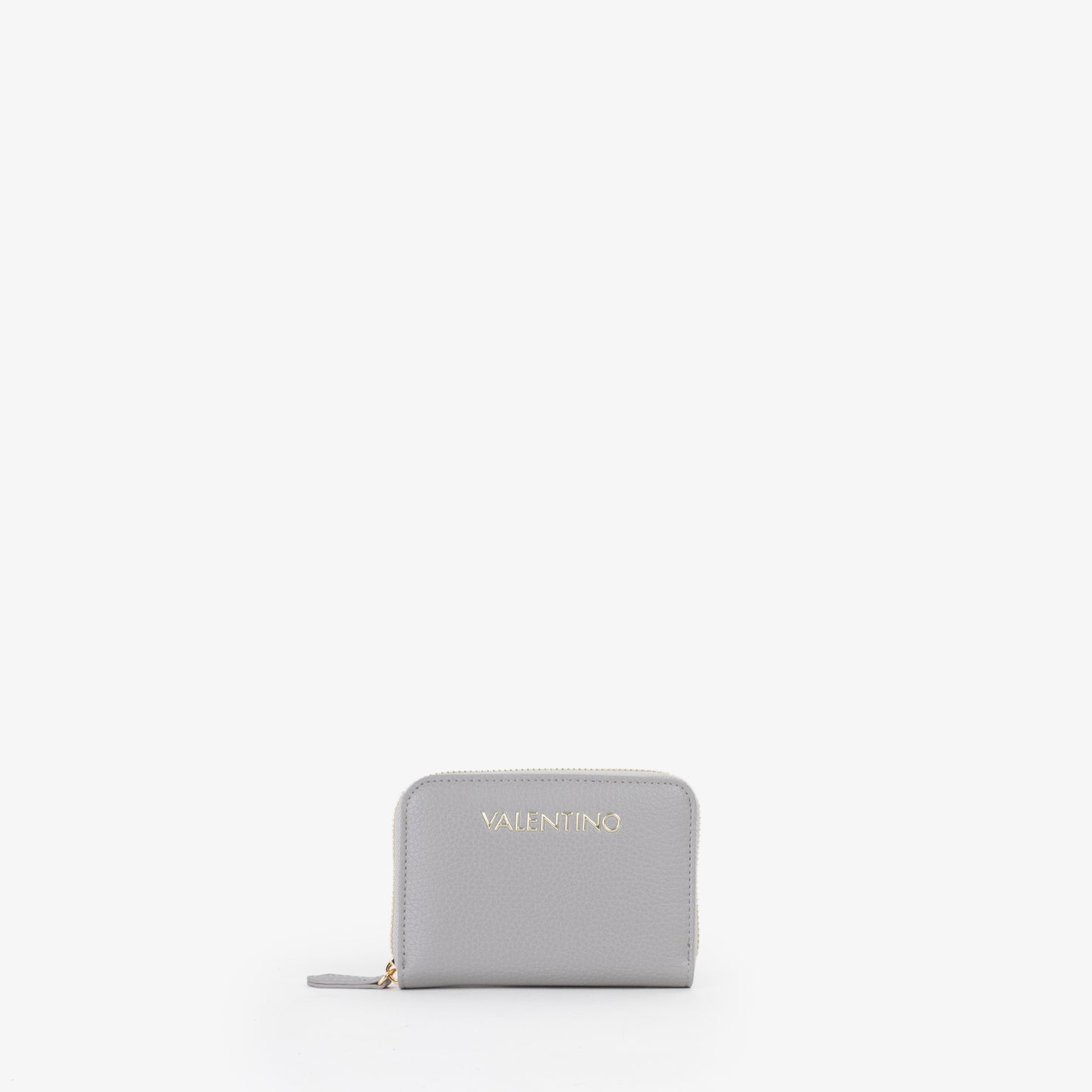Portefeuille femme zippé gris clair finition grainée