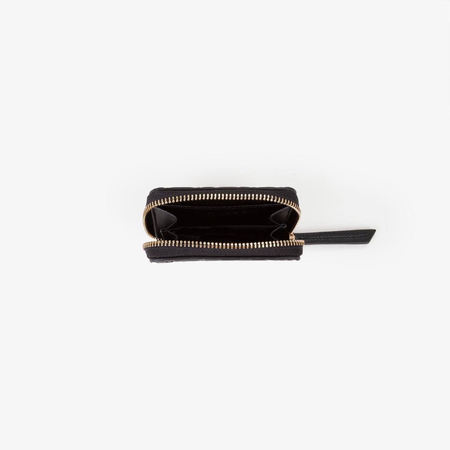 Portefeuille femme noir zippé motif logo embossé