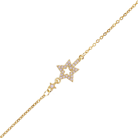 Bracelet femme acier doré étoile de David zirconia