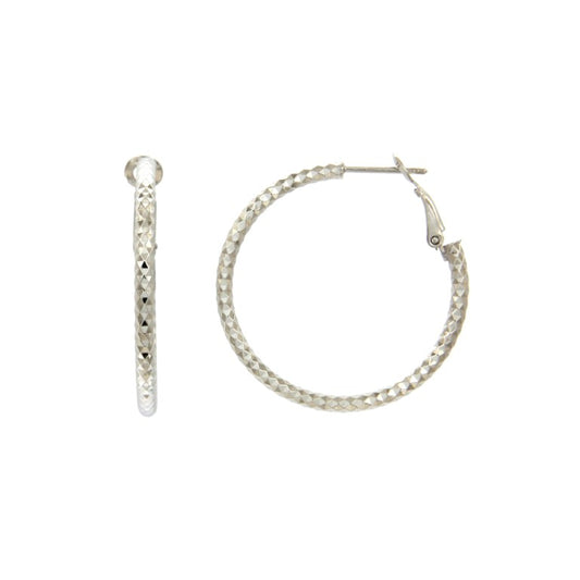 Créoles femme argent 925 rhodié facetté diamanté 34mm