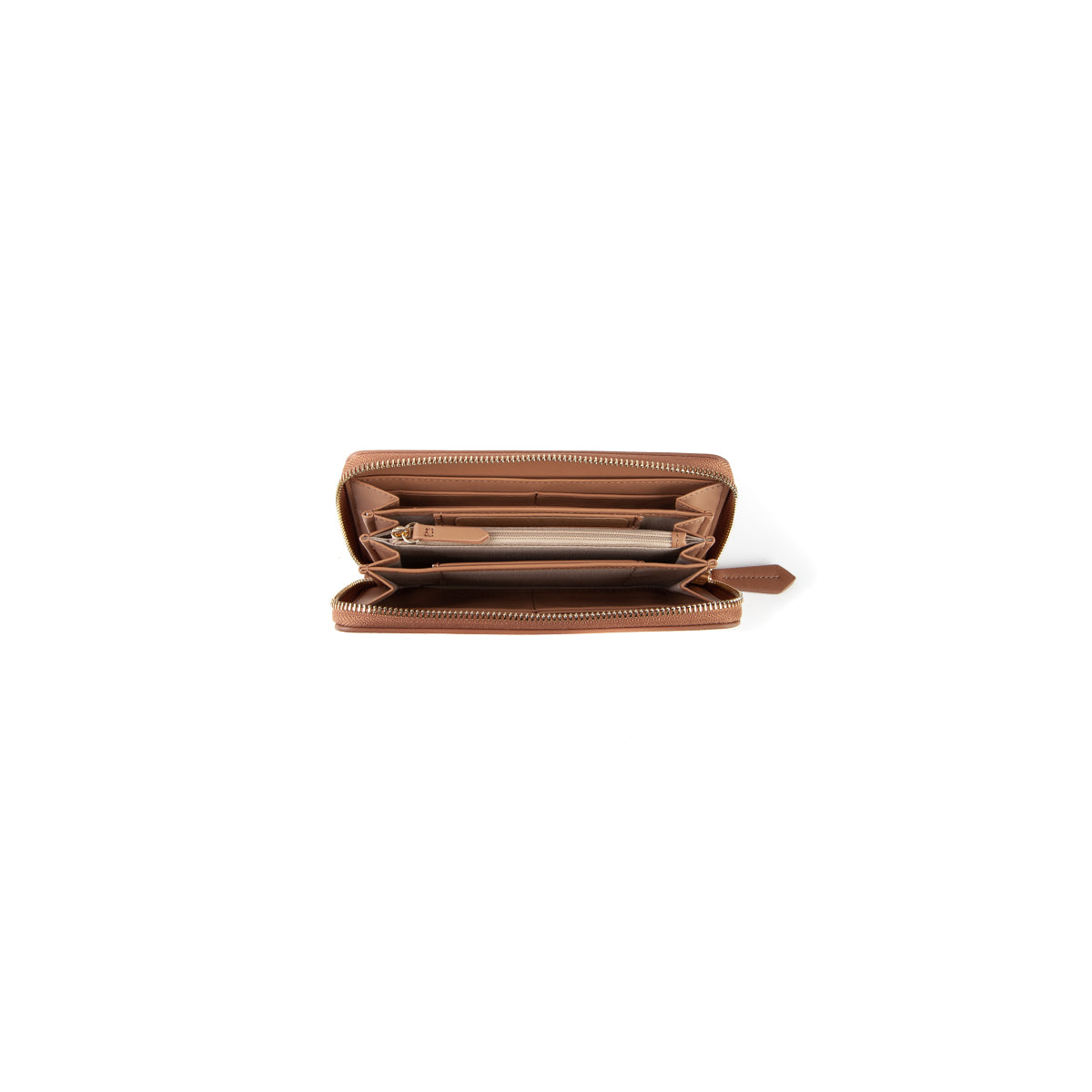 Portefeuille femme zippé cuoio saffiano gold