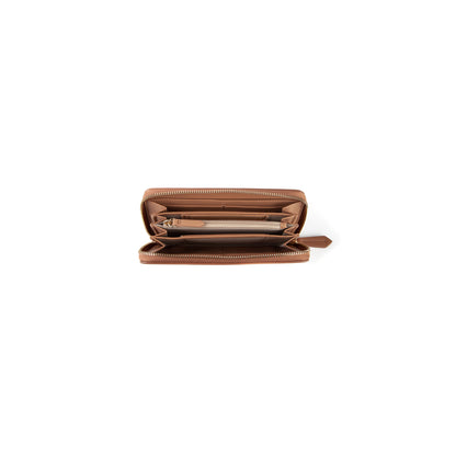 Portefeuille femme zippé cuoio saffiano gold
