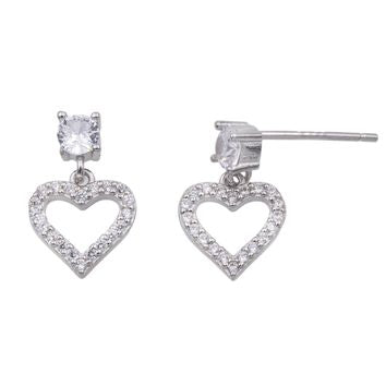 Boucles d'oreilles femme argent rhodié zirconia motif cœur
