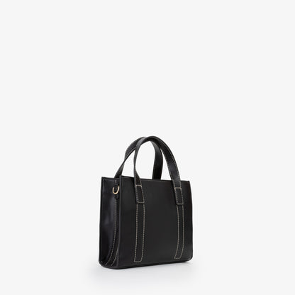 Sac à main femme noir texturé logo doré bandoulière