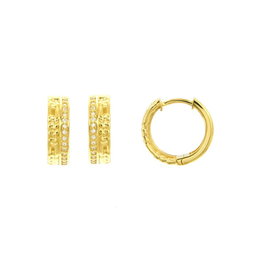 Créoles femme argent doré motif chaîne zirconia 16mm