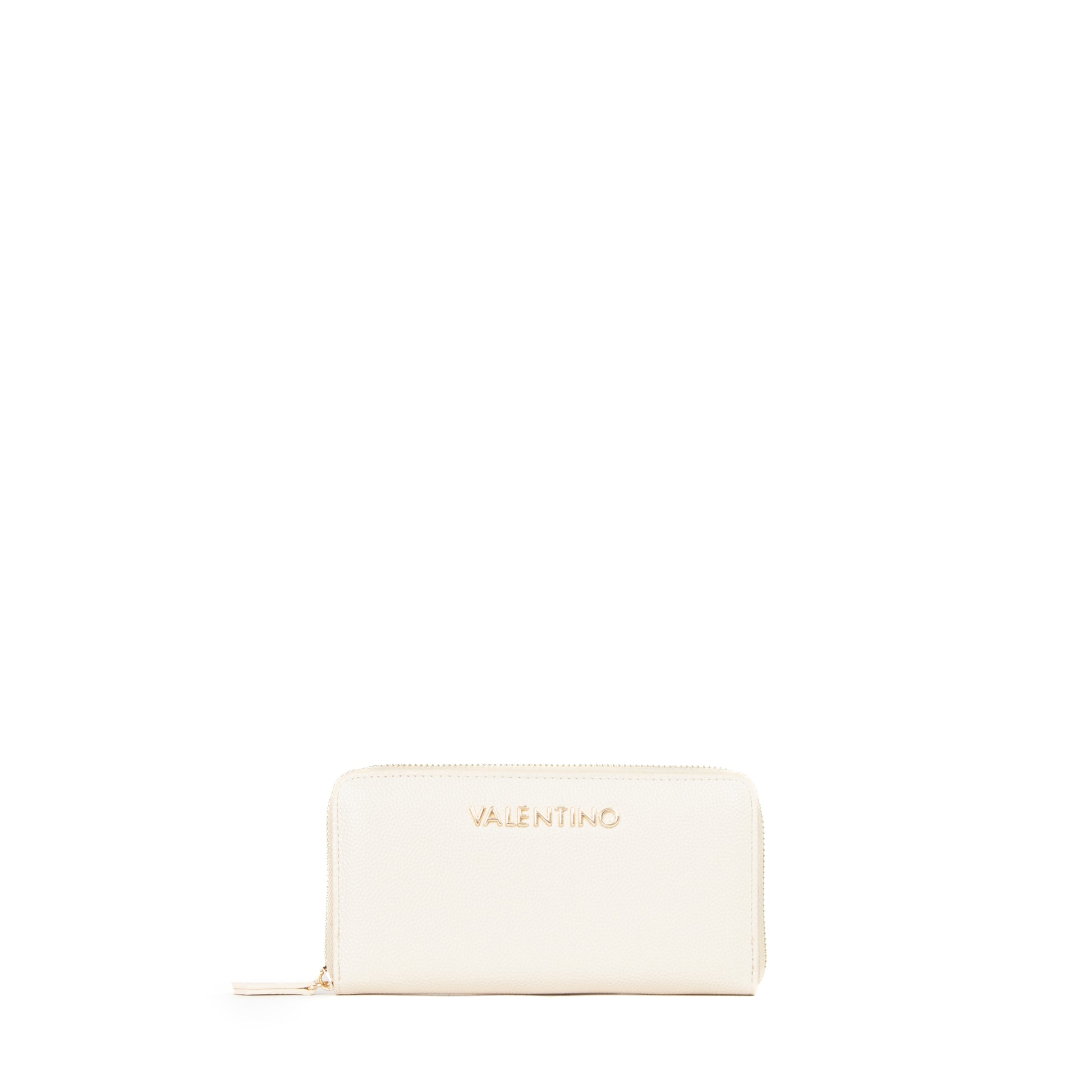 Portefeuille femme zippé beige doré élégant