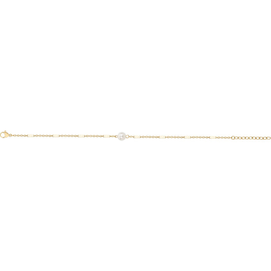 Bracelet femme acier doré perle synthétique 16+3 cm