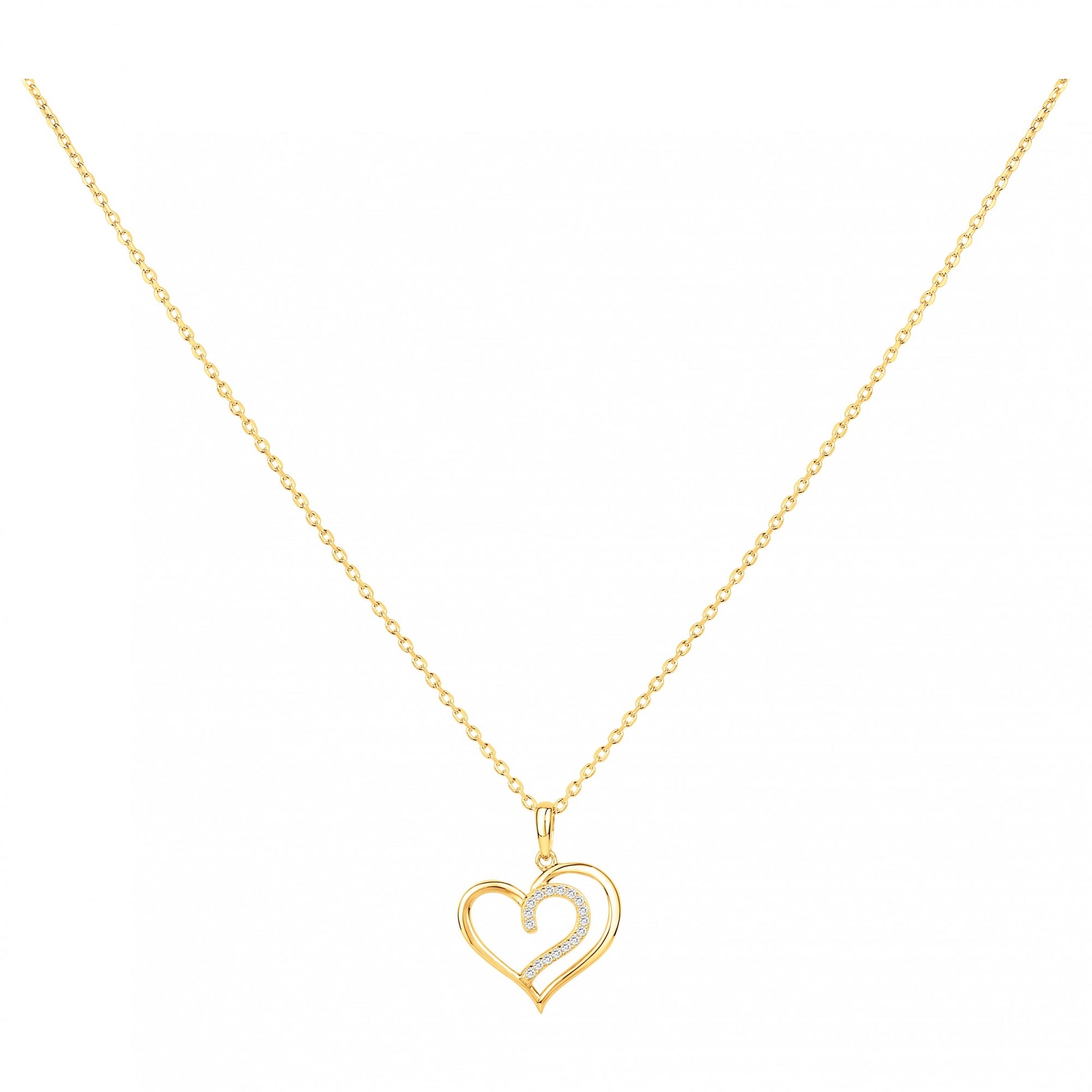 COLLIER PLAQUE OR - ZIRCONIA - COEUR