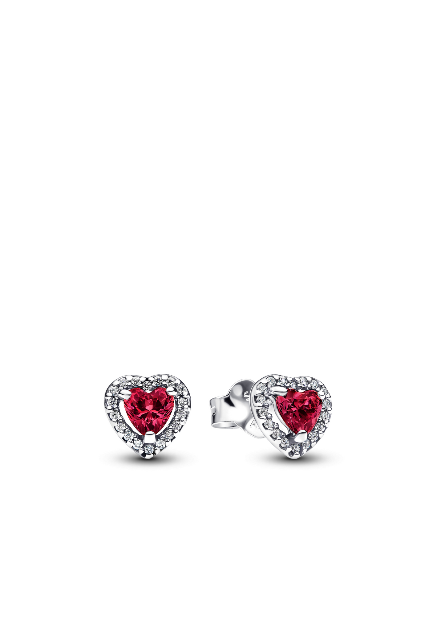 Boucles d'oreilles puces en forme de cœur rouge surélevées
