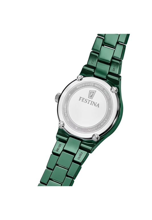 MONTRE FEMME CERAMIQUE, VERT FONCE