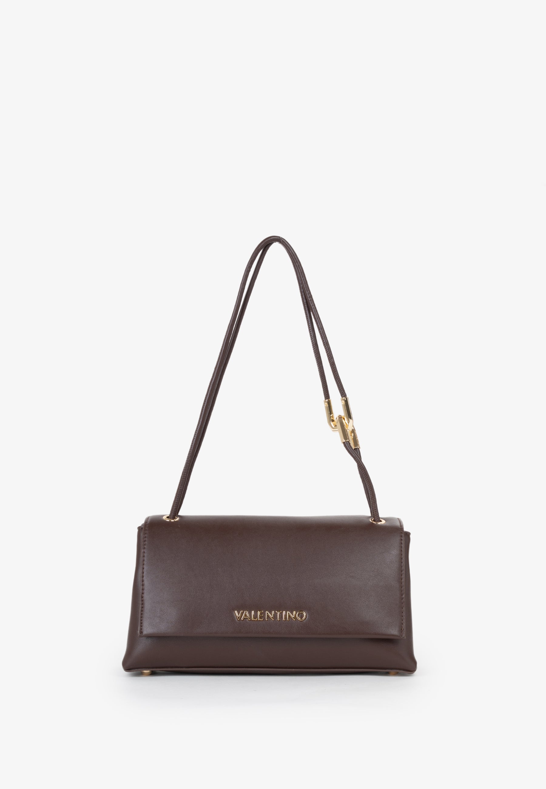 Sac femme bandoulière cuir lisse marron chocolat doré