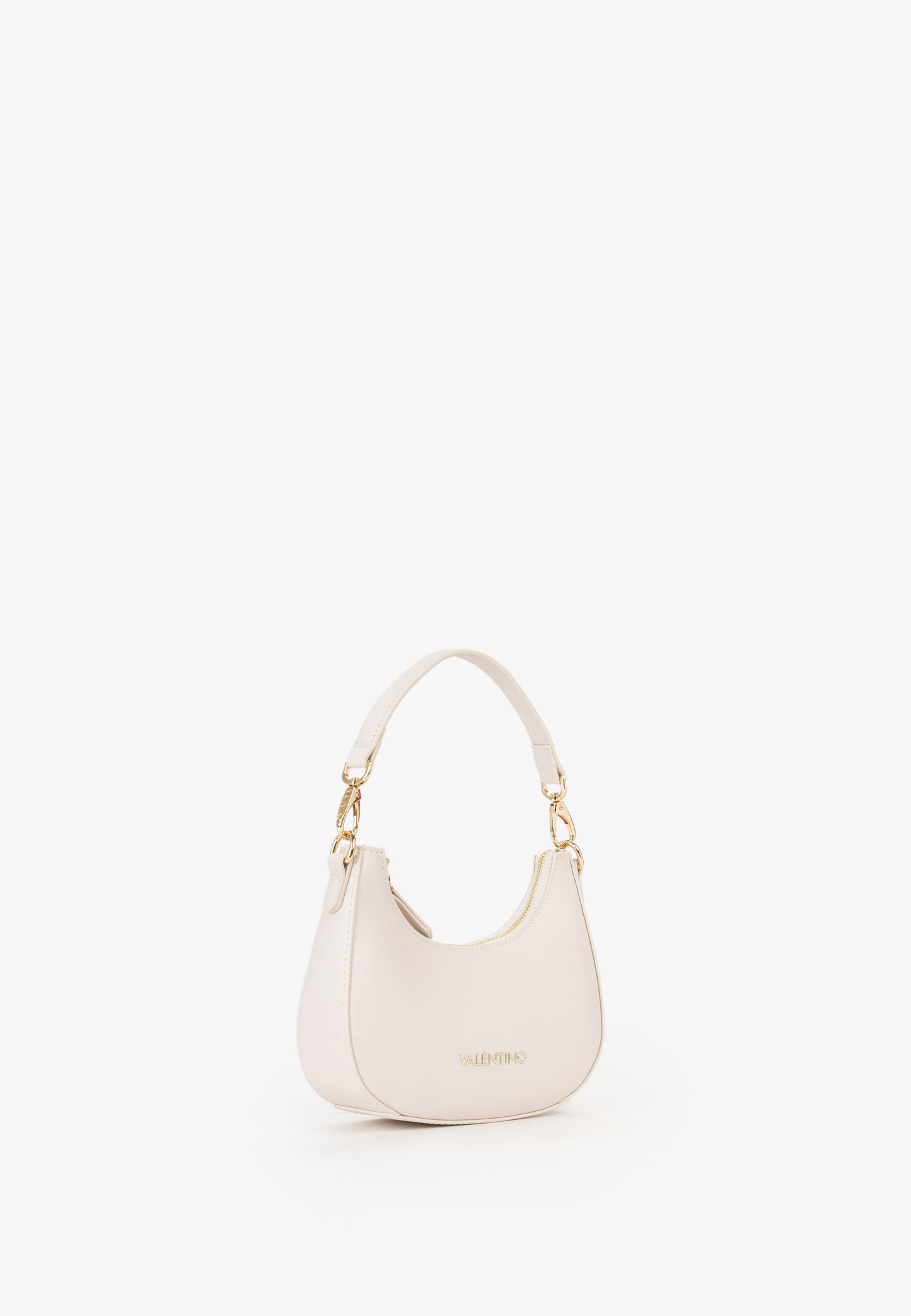 Sac bandoulière femme écru demi-lune finitions dorées