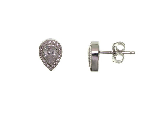 Clou d'oreille femme argent 925 rhodié zirconia poire