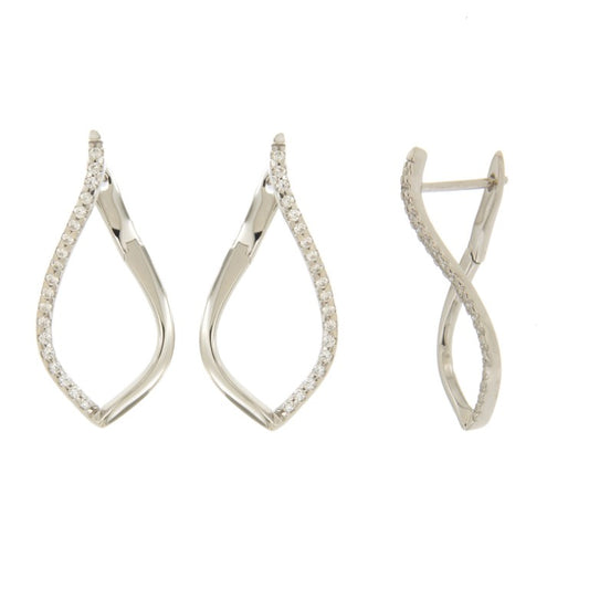Créoles femme argent rhodié zirconia torsadées