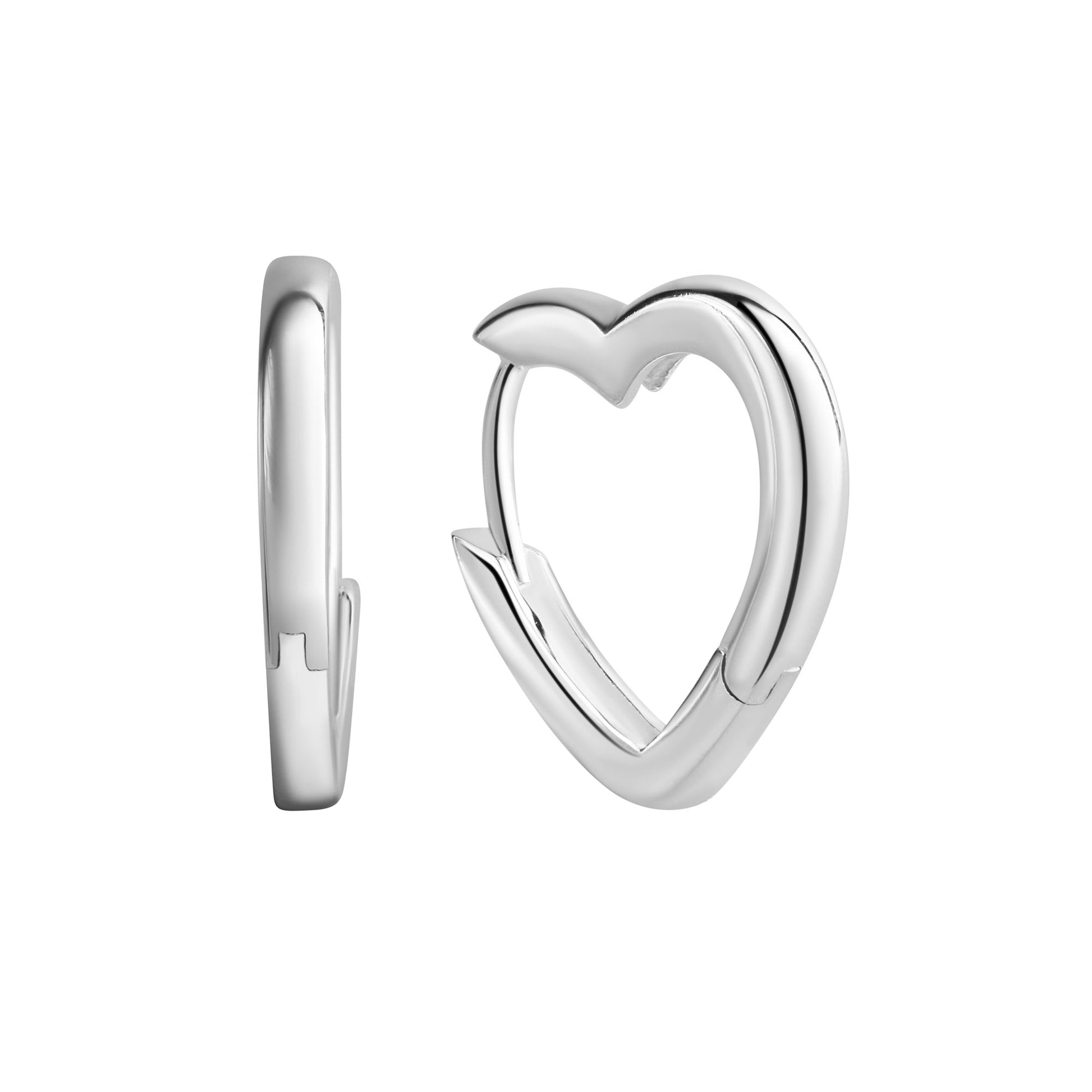Créoles femme argent rhodié motif cœur charnière