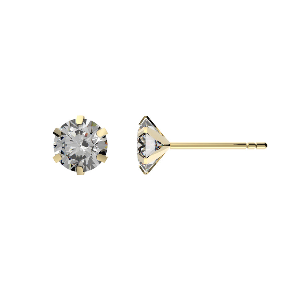 Clou d'oreille femme or jaune 9 carats zirkonia poussette