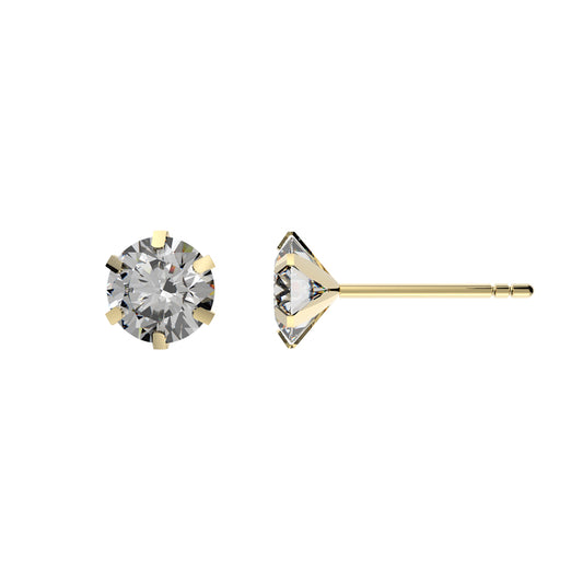Clou d'oreille femme or jaune 9 carats zirkonia poussette