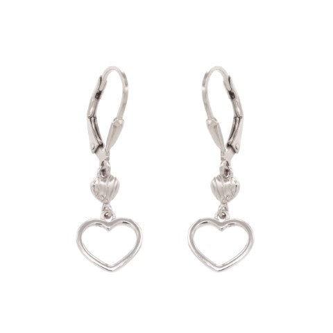 Boucles d'oreilles femme argent rhodié pendantes motif cœur