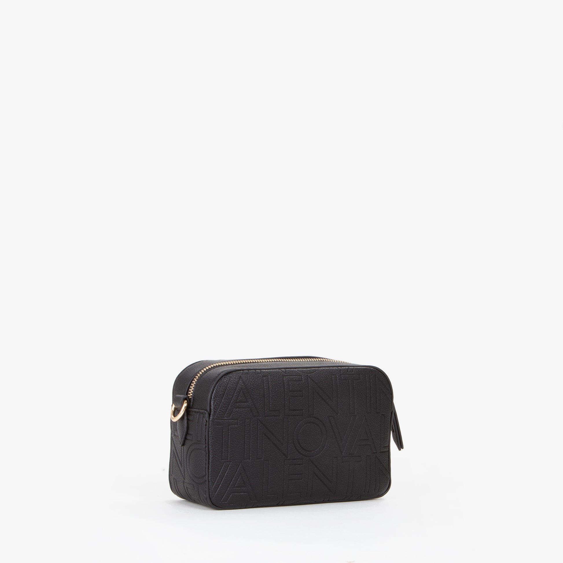 Sac bandoulière femme noir embossé logo répété