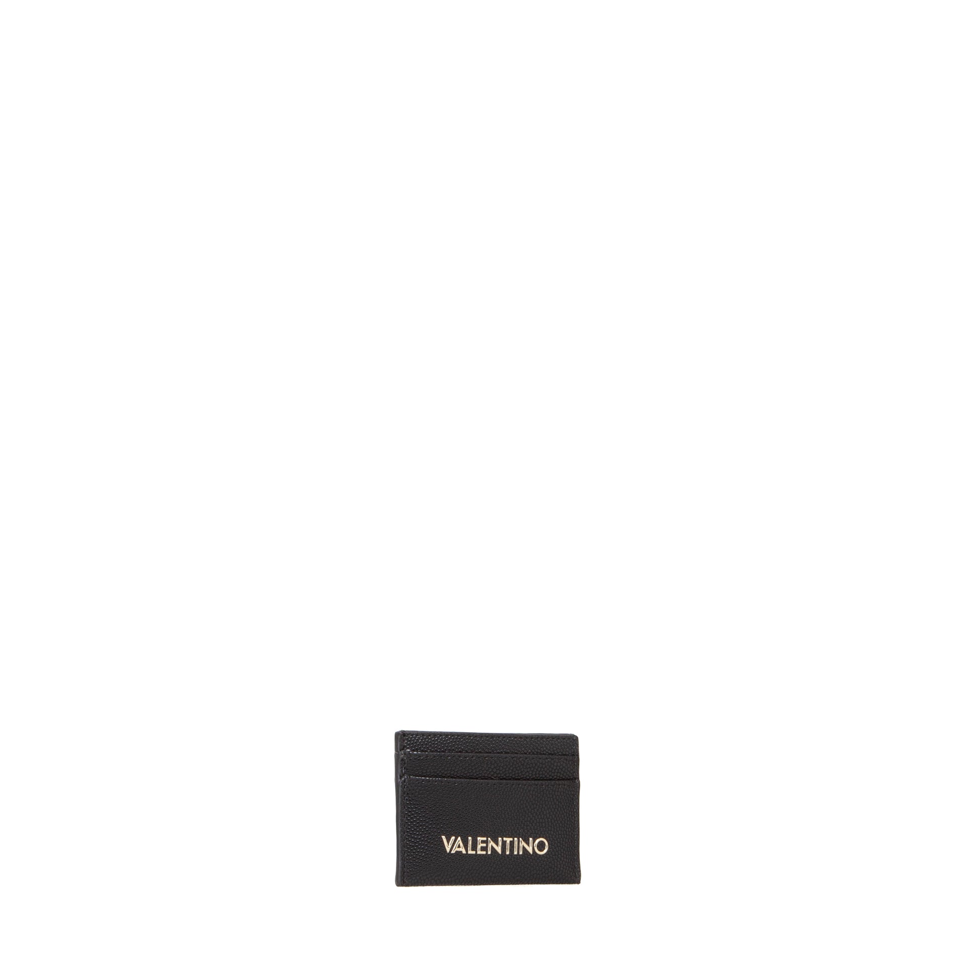 Porte-carte femme cuir grainé noir logo doré élégant