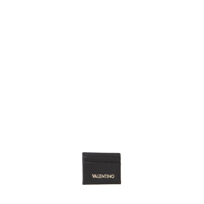 Porte-carte femme cuir grainé noir logo doré élégant