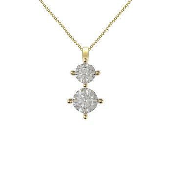 Collier femme or jaune 9 carats double zirkonia pendant