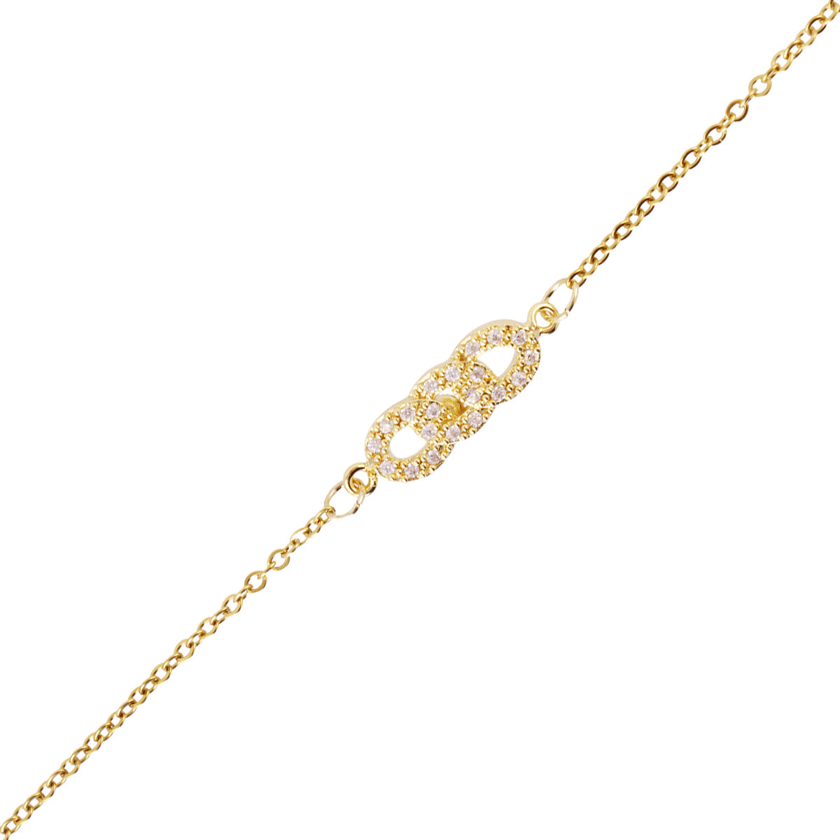 Bracelet femme acier doré maille marine pavé zirconia