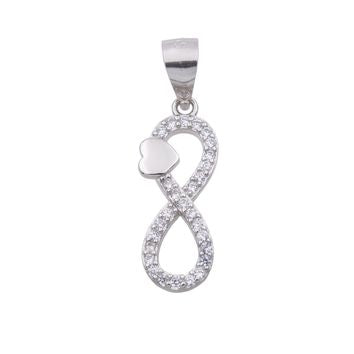 Collier femme argent rhodié infini cœur zirconia 43cm