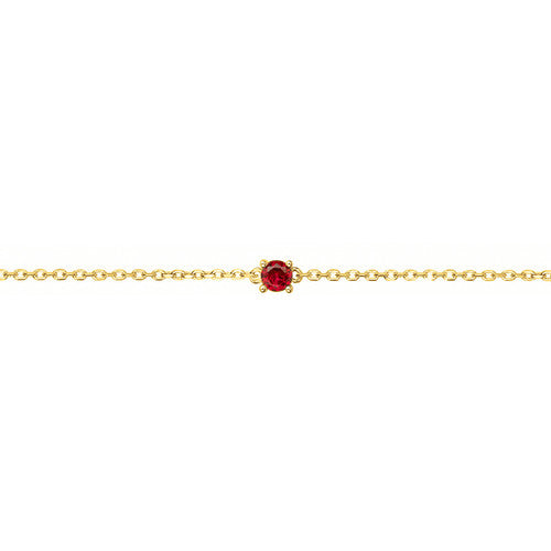 Bracelet femme plaqué or jaune zirconia rouge 16+3 cm