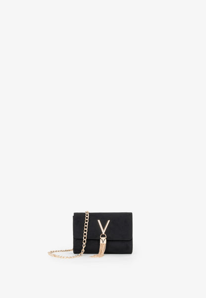 Sac bandoulière femme velours noir chaîne dorée