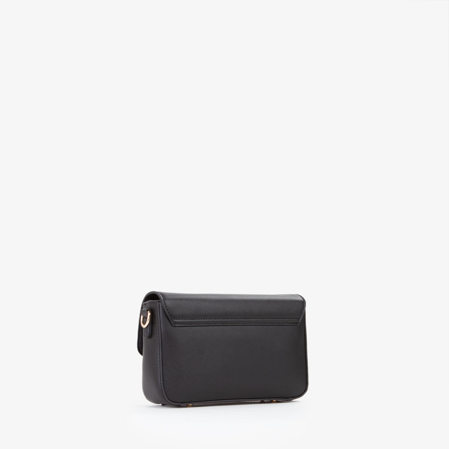 Sac bandoulière femme noir simili cuir boucle dorée